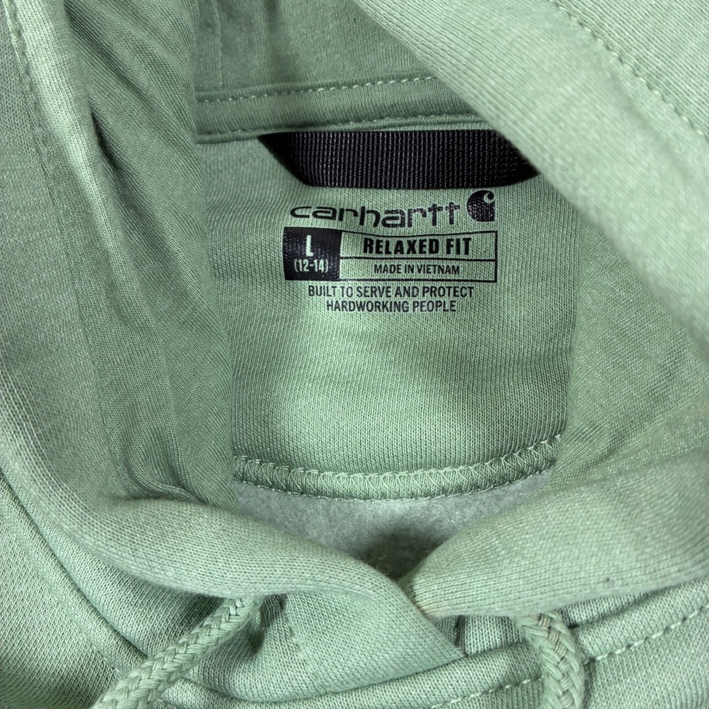 Carhartt Women Hoodie Size L Sage Green Relaxed Fit Montana Patch Workwear - Picture 3 of 10